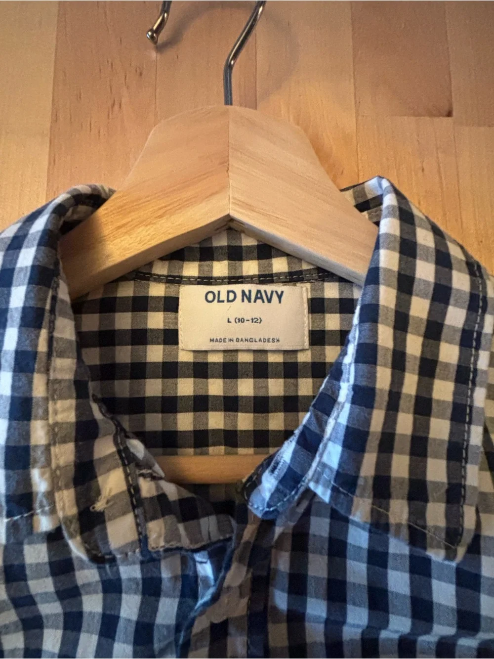 Old Navy Kids Short-Sleeve Navy 100% Cotton Button-Up Shirt